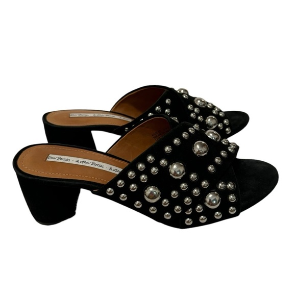& other stories black & silver studded mule heeled sandals 37 - Picture 1 of 9